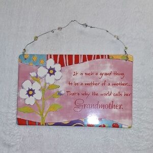 GANZ Colorful Porcelin Grandmother Floral Wall Art. 6in X 10 In.